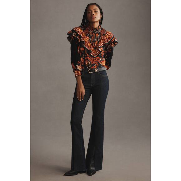 Anthropologie Pilcro Split Front High Rise Slit Dark Wash Bootcut Denim Jeans - Picture 1 of 16